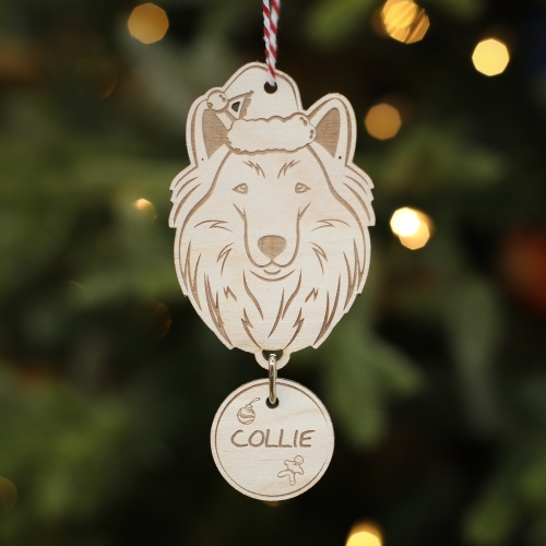 Personalised Christmas Tree Decoration Collie