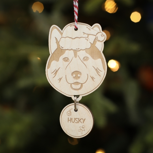 Personalised Christmas Tree Decoration Husky