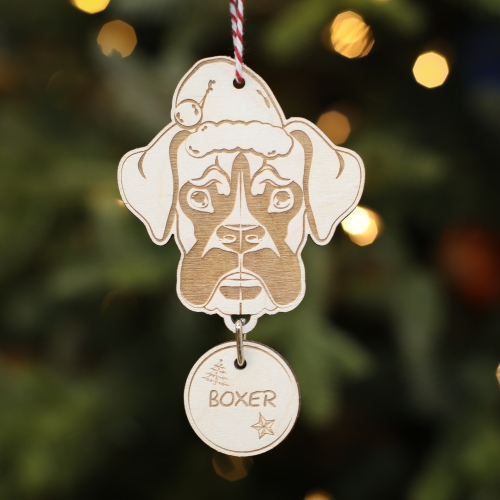 Personalised Christmas Tree Decoration Boxer