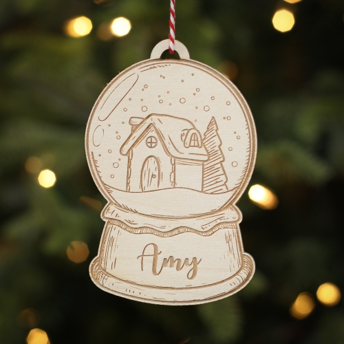 Personalised Christmas Tree Decoration Snow Globe House