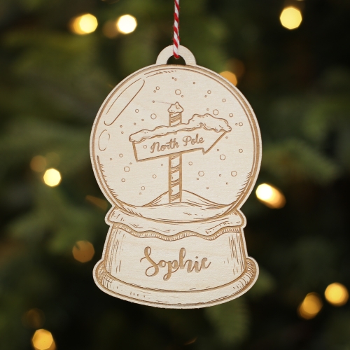 Personalised Christmas Tree Decoration Snow Globe North Pole