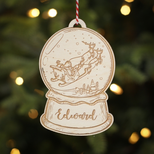 Personalised Christmas Tree Decoration Snow Globe Sleigh
