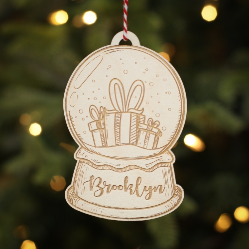 Personalised Christmas Tree Decoration Snow Globe Presents