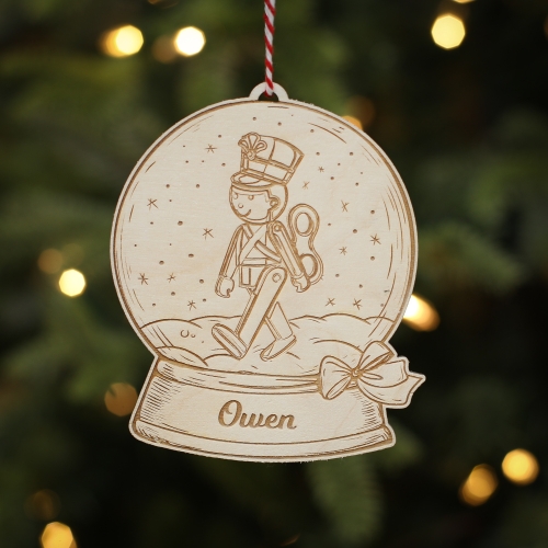 Personalised Christmas Tree Decoration Snow Globe Toy Soldier