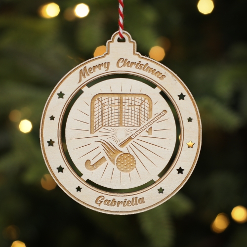 Personalised Christmas Tree Decoration Hockey