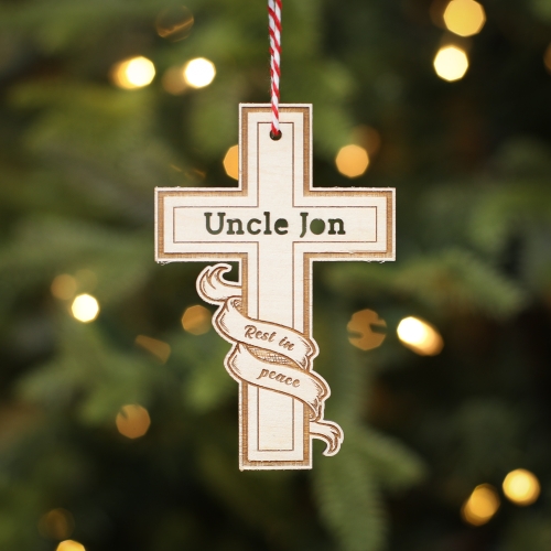 Personalised Christmas Tree Decoration Memorial Cross