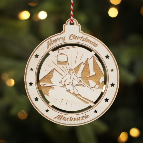 Personalised Christmas Tree Decoration Skiing