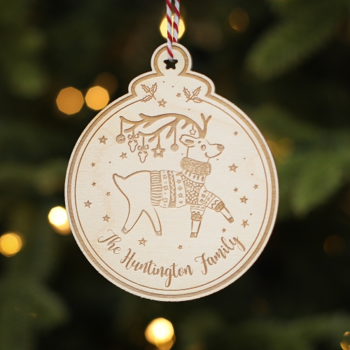 Personalised Christmas Tree Decoration Bauble Reindeer