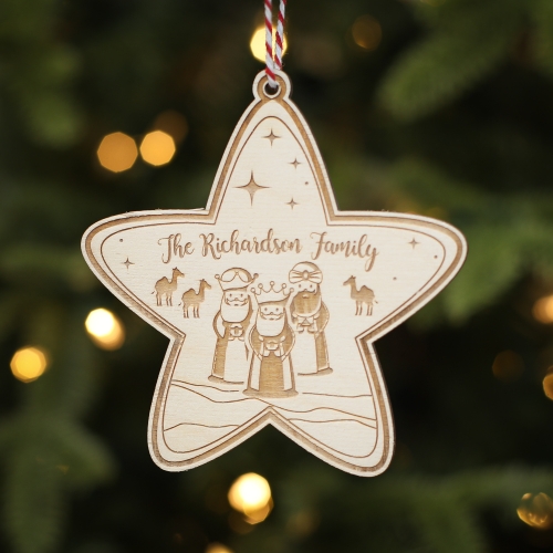 Personalised Christmas Tree Decoration Star Nativity