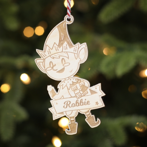 Personalised Christmas Tree Decoration Boy Elf