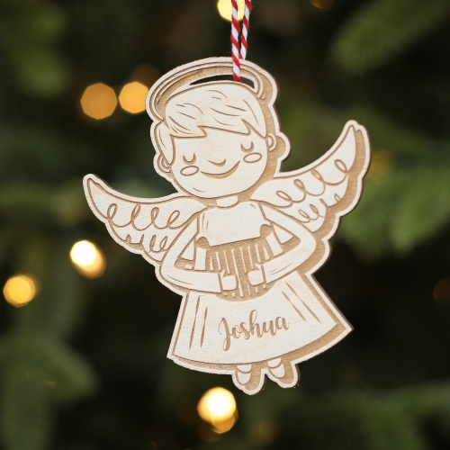 Personalised Christmas Tree Decoration Angel Harp