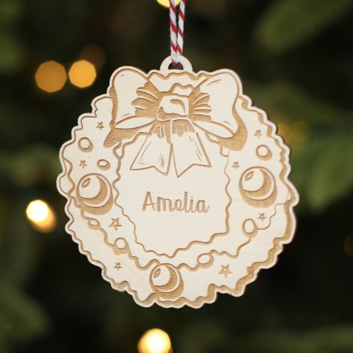 Personalised Christmas Tree Decoration Traditional Wreath