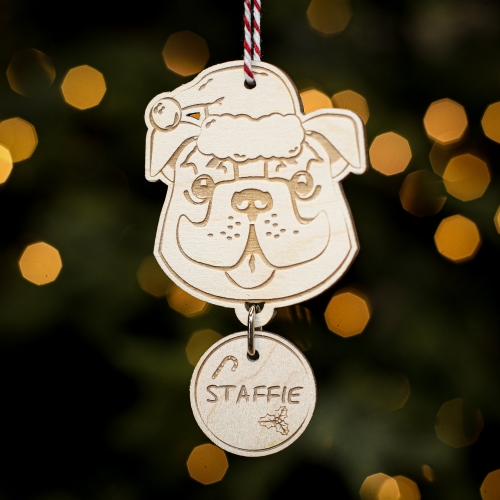 Personalised Christmas Tree Decoration Staffie