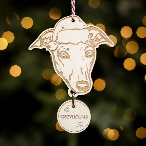 Personalised Christmas Tree Decoration Greyhound