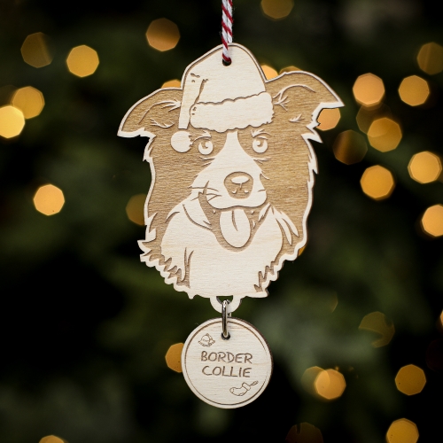 Personalised Christmas Tree Decoration Border Collie