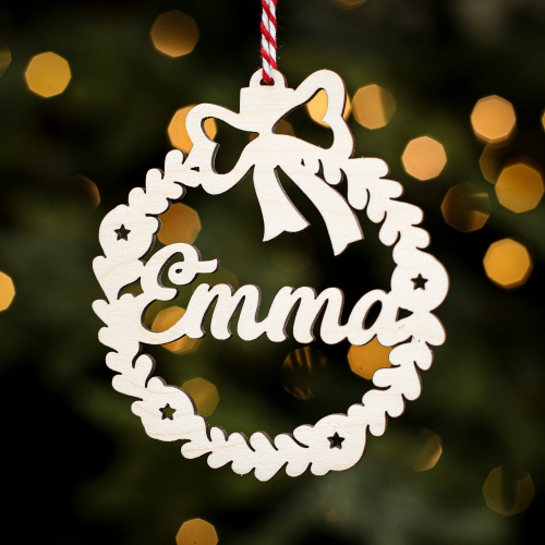 Personalised Christmas Tree Decoration Bow Bauble