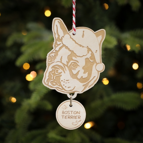 Personalised Christmas Tree Decoration Boston Terrier