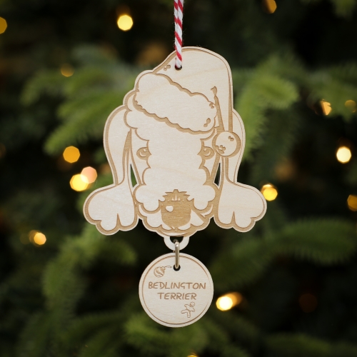 Personalised Christmas Tree Decoration Bedlington Terrier