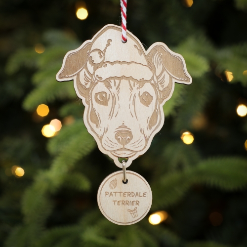Personalised Christmas Tree Decoration Patterdale Terrier