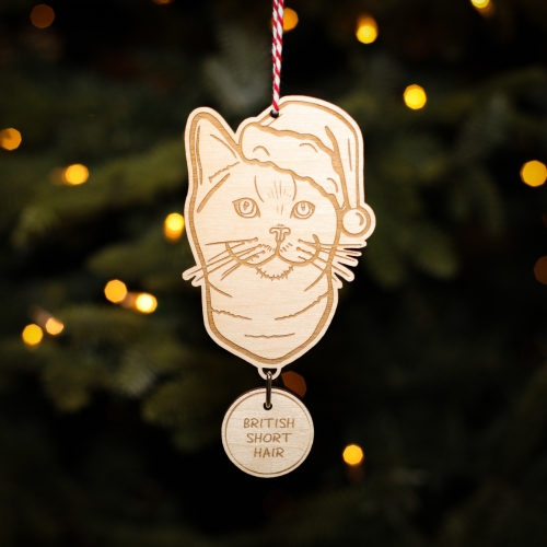Personalised Christmas Tree Decoration British Short Hair Cat