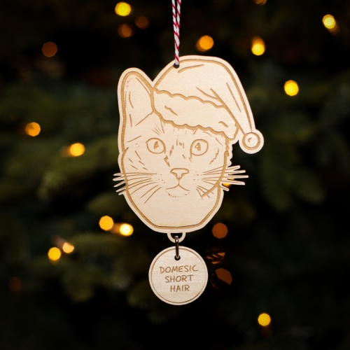 Personalised Christmas Tree Decoration Domestic Short Hair Cat