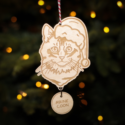 Personalised Christmas Tree Decoration Maine Coon Cat