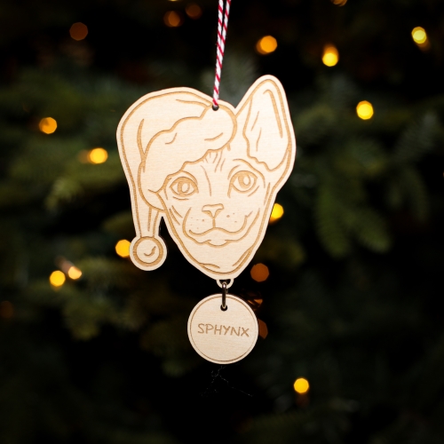 Personalised Christmas Tree Decoration Sphynx Cat