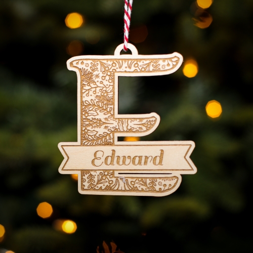 Personalised Christmas Tree Decoration Letter E