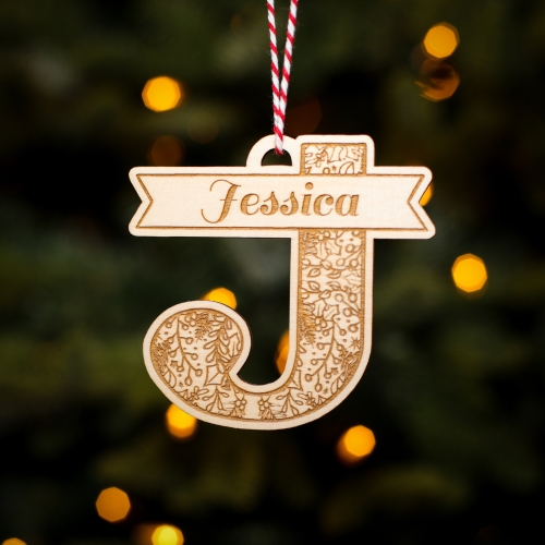 Personalised Christmas Tree Decoration Letter J