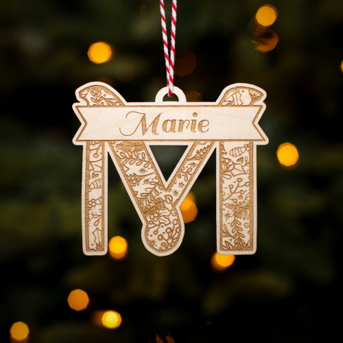 Personalised Christmas Tree Decoration Letter M