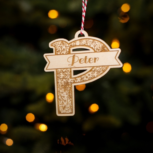 Personalised Christmas Tree Decoration Letter P