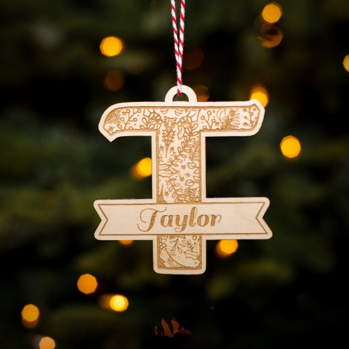 Personalised Christmas Tree Decoration Letter T