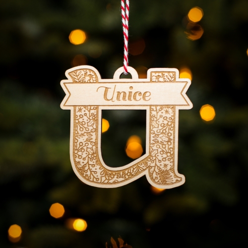 Personalised Christmas Tree Decoration Letter U