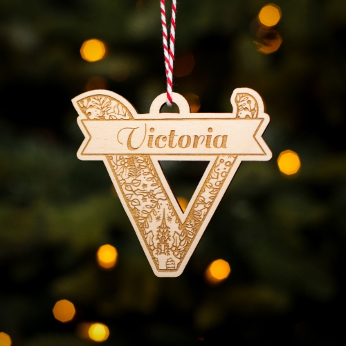 Personalised Christmas Tree Decoration Letter V