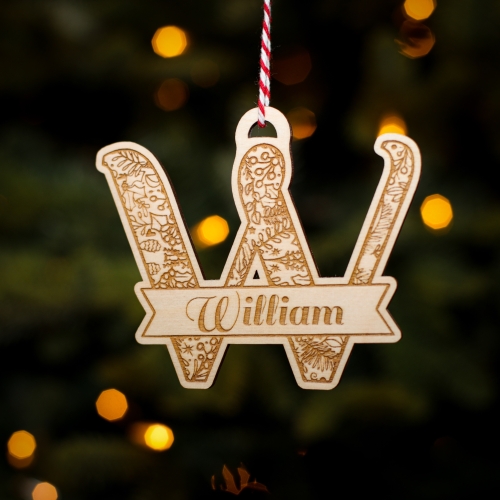 Personalised Christmas Tree Decoration Letter W