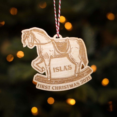 Personalised Christmas Tree Decoration Baby First Horse
