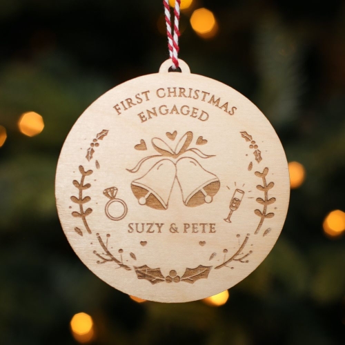 Personalised Christmas Tree Decoration First Engaged