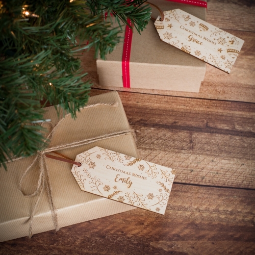 Two Personalised Christmas Gift Tags With Elegant Design