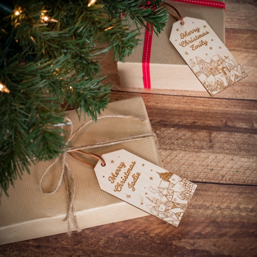 Two Personalised Christmas Gift Tags With Nordic Design