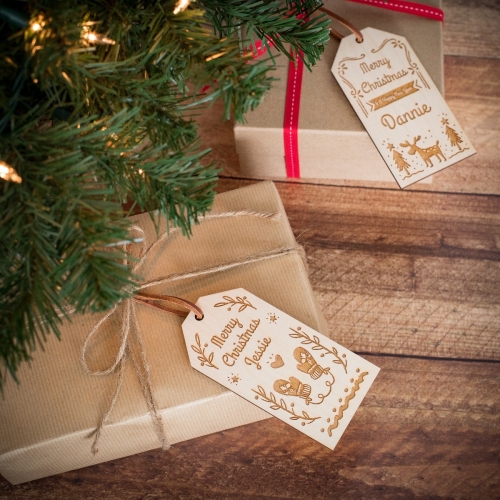 Two Personalised Christmas Gift Tags With Ribbon Design