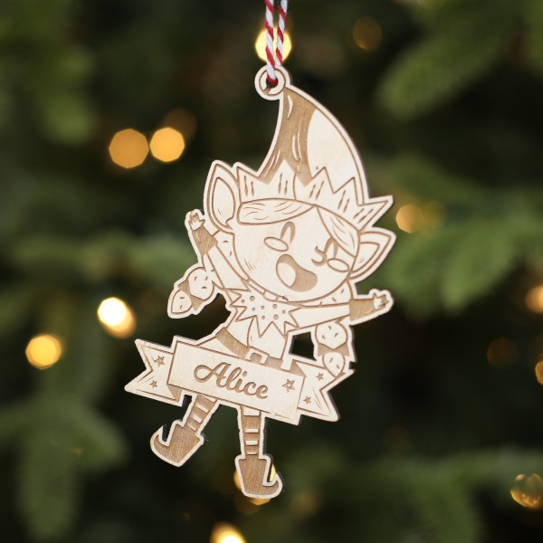 Personalised Christmas Tree Decoration Girl Elf