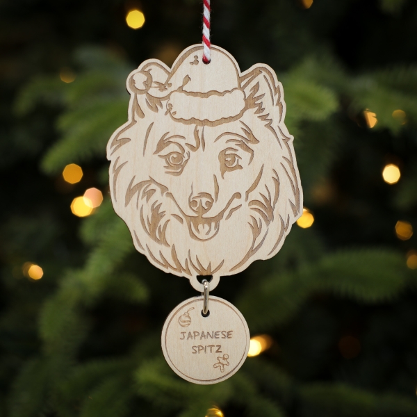 Personalised Christmas Tree Decoration Japanese Spitz