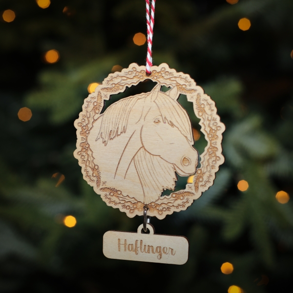 Personalised Christmas Tree Decoration Haflinger Horse