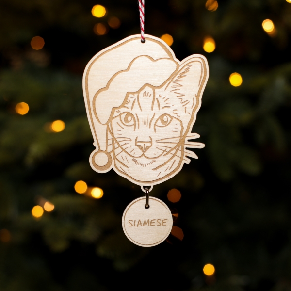 Personalised Christmas Tree Decoration Siamese Cat