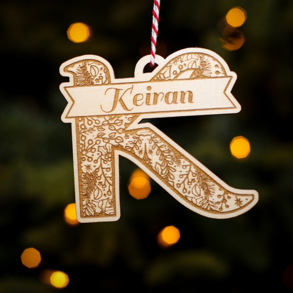 Personalised Christmas Tree Decoration Letter K