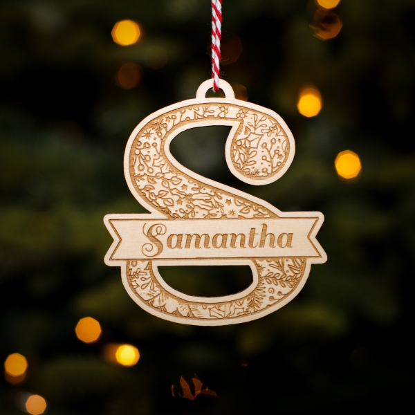Personalised Christmas Tree Decoration Letter S