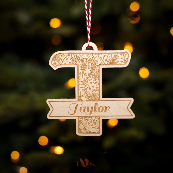 Personalised Christmas Tree Decoration Letter T