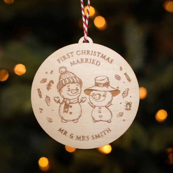 Personalised Christmas Tree Decoration First Married