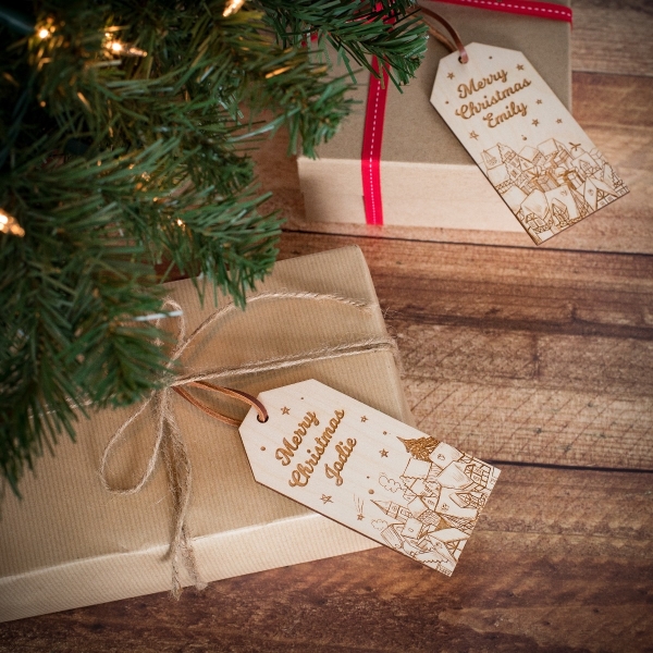 Two Personalised Christmas Gift Tags With Nordic Design