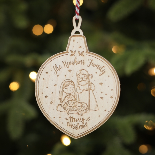 Personalised Christmas Tree Decoration Bauble Nativity